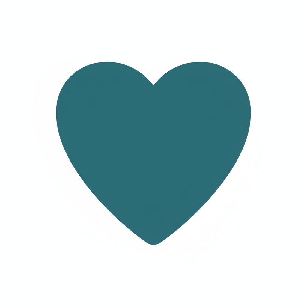 2D icon grpahic. colour 1F7174. heart shape